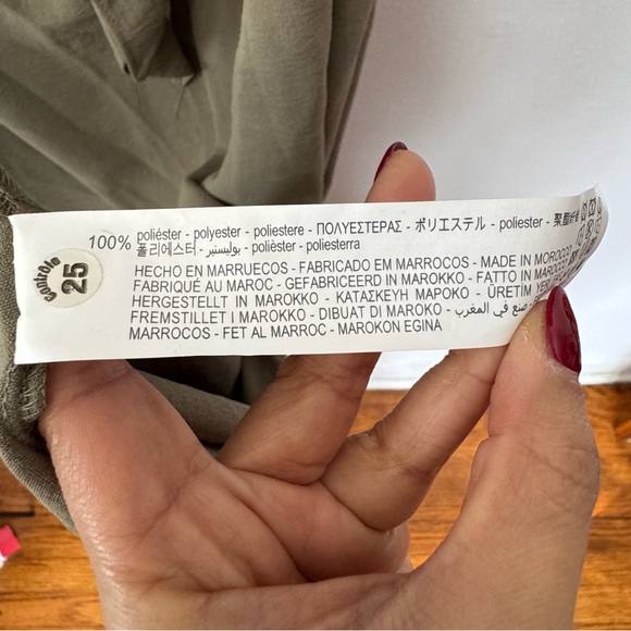 NWT Zara Minimalist Front Knot Loose Fitted Midi Dress Olive Green Sz M - Picture 12 of 12